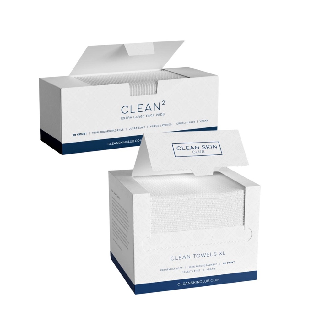 BUNDLE: Clean Skin Club Clean² Extra Large Face Towels and Face Pads